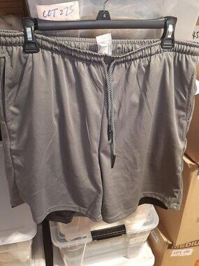 NEW ! Men 6 Inch Inseam Drawstring Pull On Built In Compression Shorts Gray SzXL